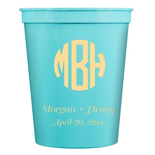 Rounded Monogram with Text Stadium Cups